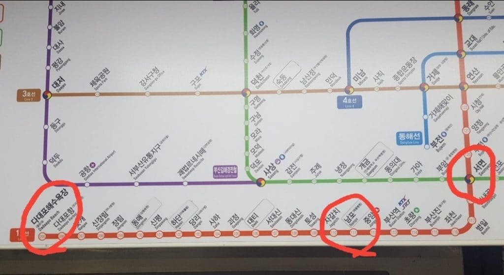 釜山地下鉄路線図の写真