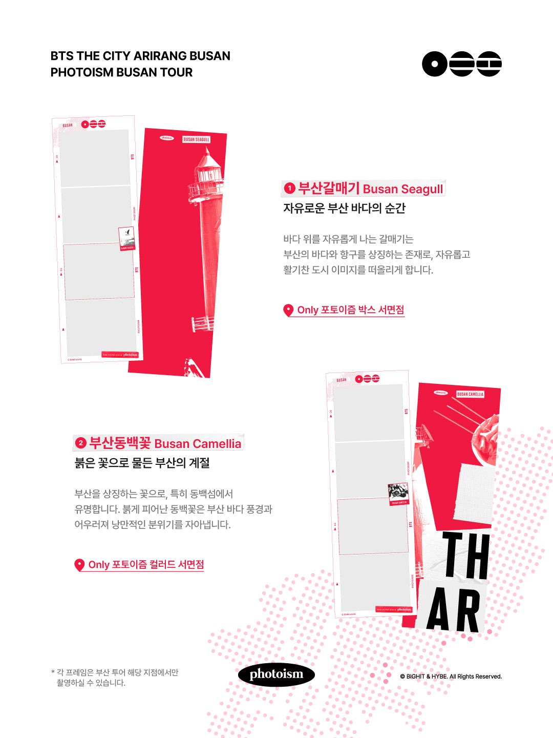 Photoism BTS frames — Busan Seagull & Busan Camellia