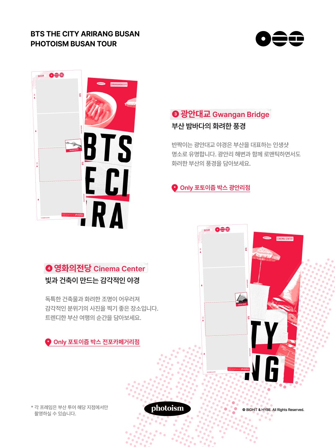 Photoism BTS frames — Gwangan Bridge & Busan Cinema Center